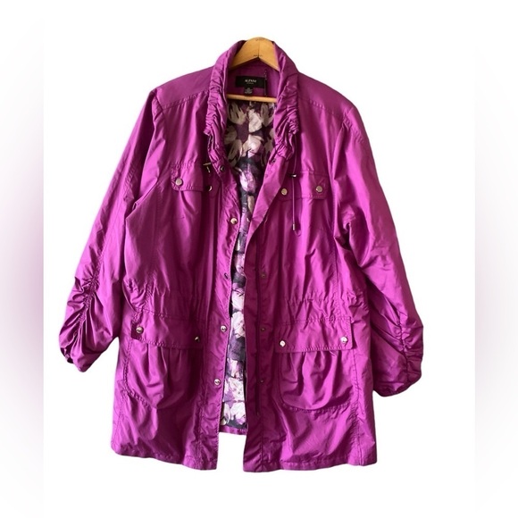 Alfani Fuchsia Spring Jacket Pink Lightweight 2X Zip Wind Softshell - Picture 1 of 8